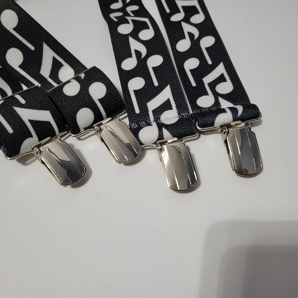 Men's Bold Musical Notes 48" Long 1.5" Adjustable Suspenders Made in USA - Picture 6 of 7